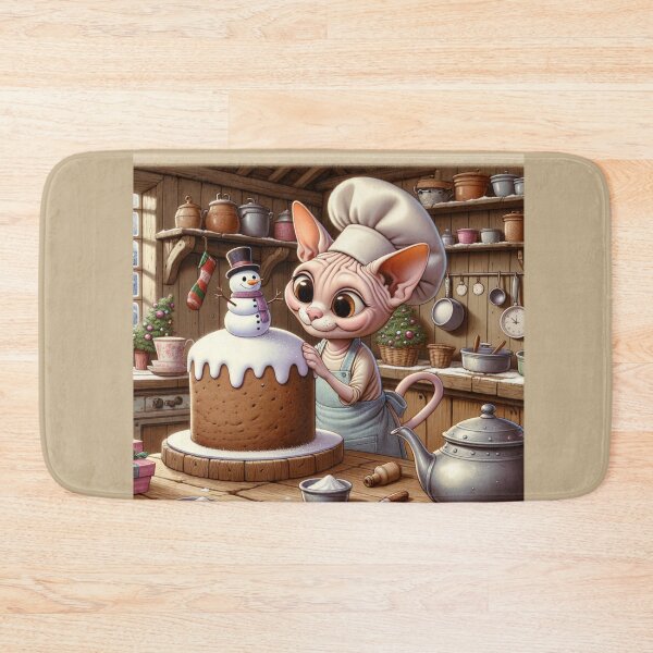 Item preview, Christmas sphynx cat decorating Christmas cake designed and sold by BritishDelights.