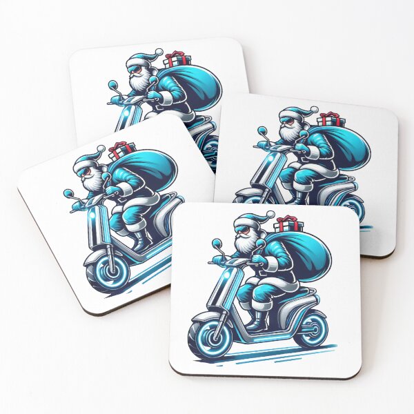Item preview, Santa on Scooter with Futuristic Gifts - Fun Christmas Art designed and sold by lubushop1.