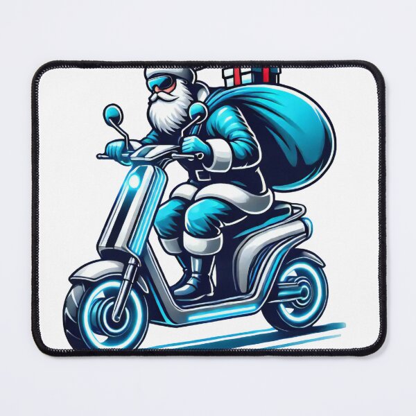 Item preview, Santa on Scooter with Futuristic Gifts - Fun Christmas Art designed and sold by lubushop1.