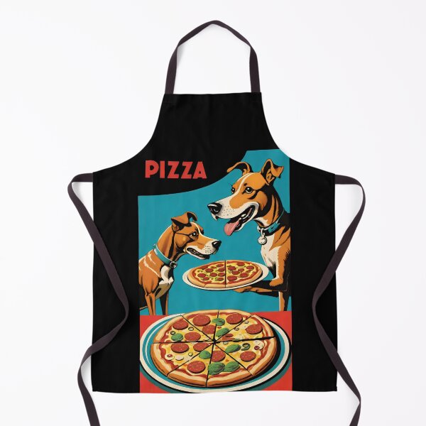 Aperçu de l'œuvre Impression artistique de chiens rétro partageant une pizza créée et vendue par Pastel-Pulse.