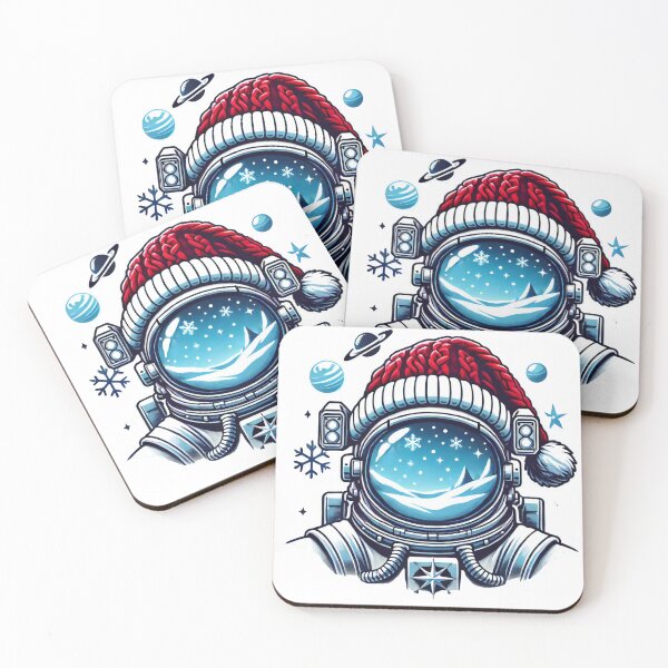 Item preview, Astronaut in Christmas Hat with Outer Space Winter Scene designed and sold by lubushop1.