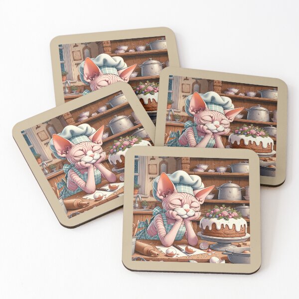 Item preview, Christmas sphynx cat tired from baking Christmas cake designed and sold by BritishDelights.