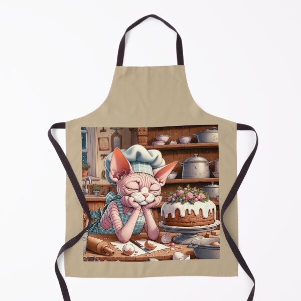 Item preview, Christmas sphynx cat tired from baking Christmas cake designed and sold by BritishDelights.
