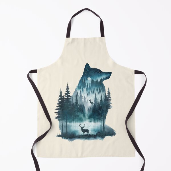Item preview, Wolf Silhouette In Beautiful Nature, a wolf with a forest and a deer in the background. nature, wolf, mountains, outdoors, adventure, camping designed and sold by Collagedream.