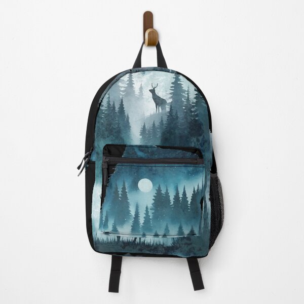 Item preview, Wolf Silhouette In Beautiful Nature, a wolf with a forest and a deer in the background. nature, wolf, mountains, outdoors, adventure, camping designed and sold by Collagedream.