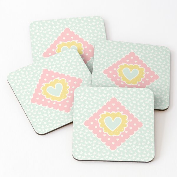 Item preview, Spring Trend Pastel Hearts and Birds Quilt Pattern designed and sold by MarikaJohnson.