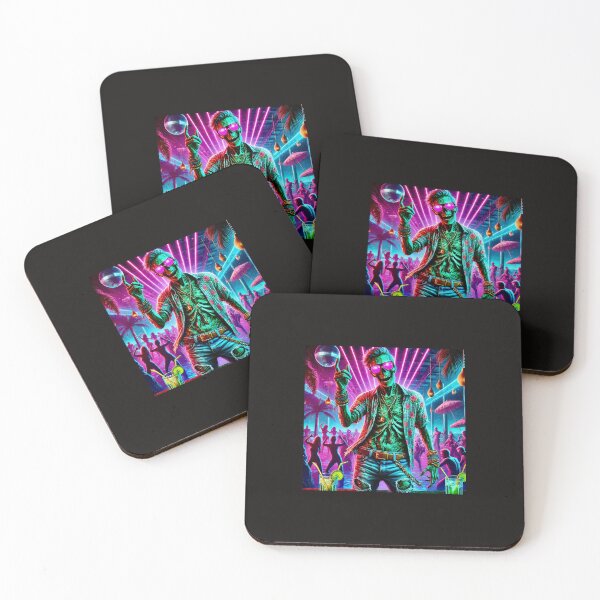 Item preview, Neon Skeleton Party King with Shades and Disco Vibes designed and sold by ANIARTONLINE.