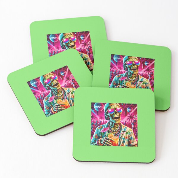 Item preview, Tropical Party Skeleton with Neon Vibes and Cocktail designed and sold by ANIARTONLINE.