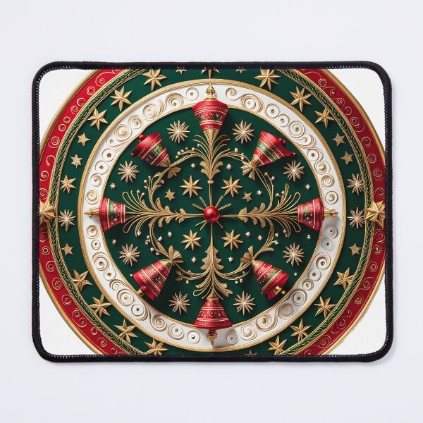 Item preview, Christmas Mandala with Bells and Golden Stars designed and sold by MandalasShops.
