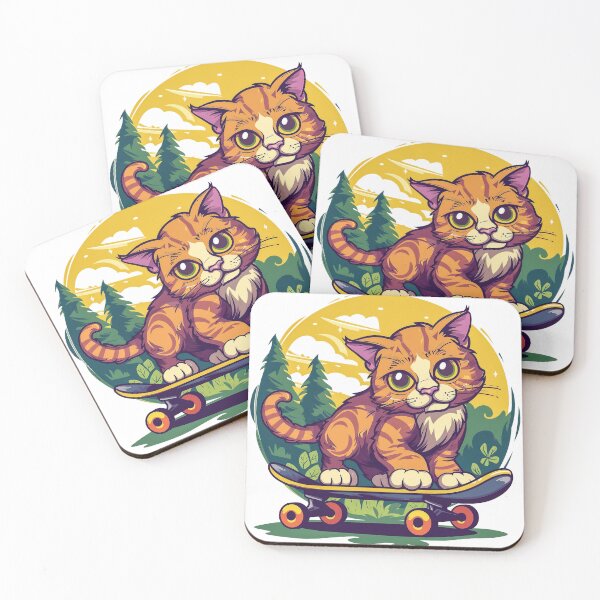 Item preview, cute cat riding a skateboard designed and sold by javierparra.