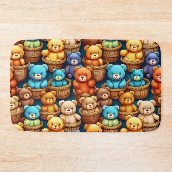 Item preview, Teddybear Heaven: A playful pattern featuring cartoon teddybears of all shapes and sizes, snuggled together in colorful baskets. designed and sold by Grang Art Artistic Designs.