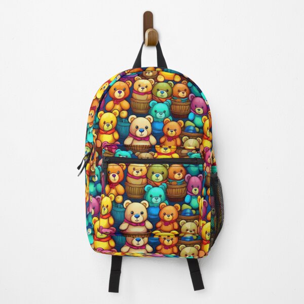 Item preview, TeddybearParade: A playful pattern featuring cartoon teddybears of all shapes and sizes, snuggled together in colorful baskets. designed and sold by Grang Art Artistic Designs.