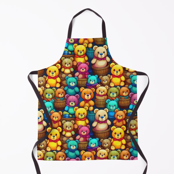 Item preview, TeddybearParade: A playful pattern featuring cartoon teddybears of all shapes and sizes, snuggled together in colorful baskets. designed and sold by Grang Art Artistic Designs.