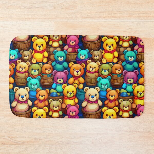 Item preview, TeddybearParade: A playful pattern featuring cartoon teddybears of all shapes and sizes, snuggled together in colorful baskets. designed and sold by Grang Art Artistic Designs.
