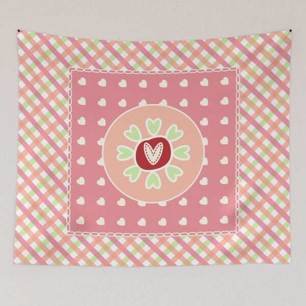 Item preview, Spring Trend Peach Pink and Green Pastel Gingham Boho Pattern designed and sold by MarikaJohnson.