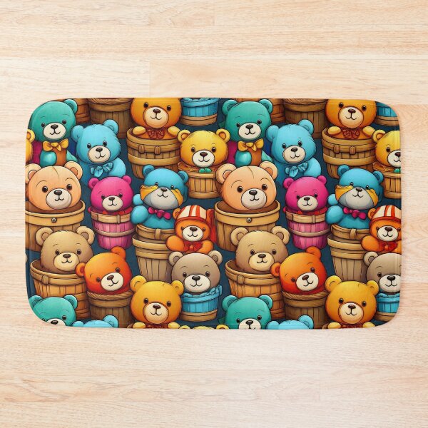 Item preview, Teddybears n Baskets: A playful pattern featuring cartoon teddybears of all shapes and sizes, snuggled together in colorful baskets. designed and sold by Grang Art Artistic Designs.