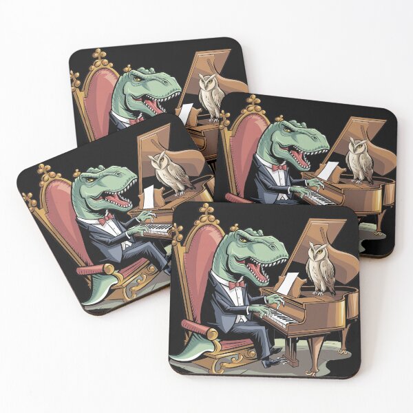 Item preview, Funny T-rex Dinosaur Playing Piano and Owl designed and sold by Nature's Fancy.