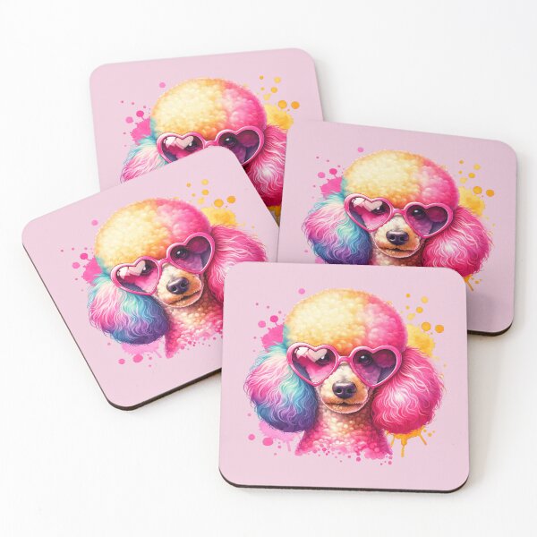 Item preview, Poodle with Pink Heart-Shaped Sunglasses designed and sold by MyCozyCorner24.