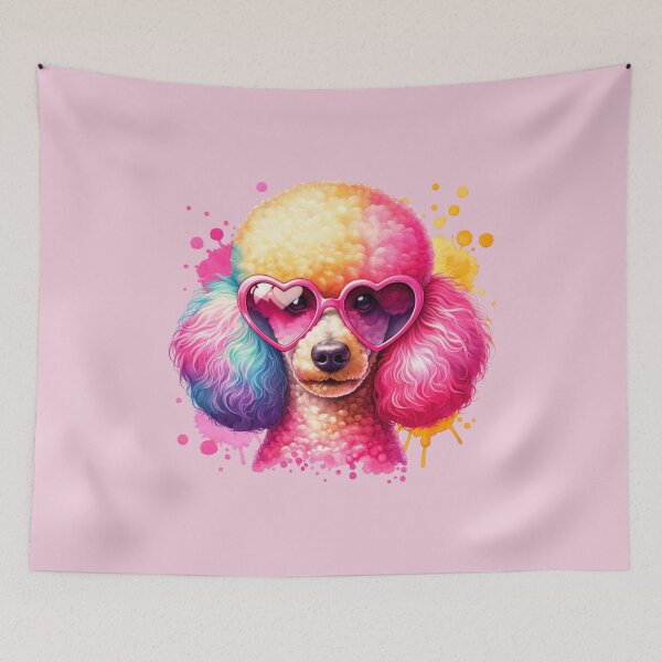 Item preview, Poodle with Pink Heart-Shaped Sunglasses designed and sold by MyCozyCorner24.