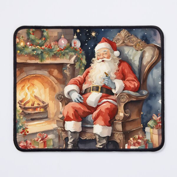 Item preview, Watercolor Santa Claus by the fireplace art designed and sold by All-About-Life.