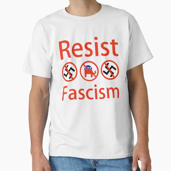 Vista previa del artículo con la obra «Resistir el fascismo», diseñado y vendido por Rachel the Artist .