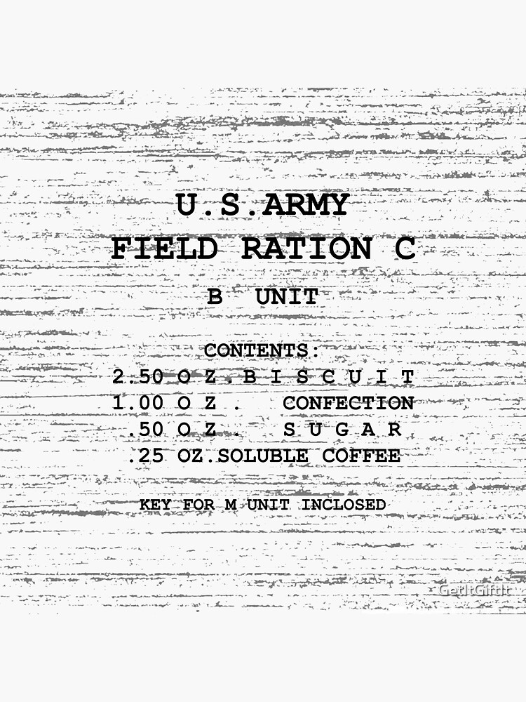 "US Army Field Ration C" Sticker for Sale by GetItGiftIt Redbubble