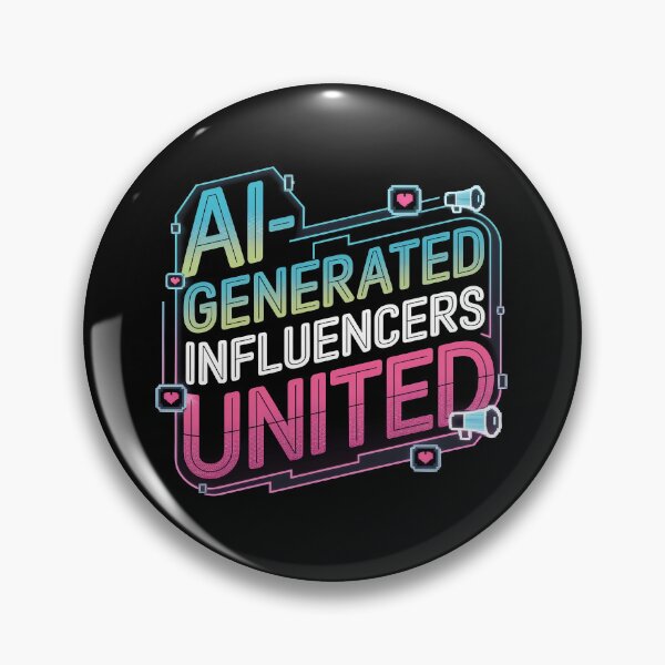 Item preview, AI-Generated Influencers United - Retro Pixelated Neon Design with Digital Hearts and Megaphones designed and sold by marvinismyname.