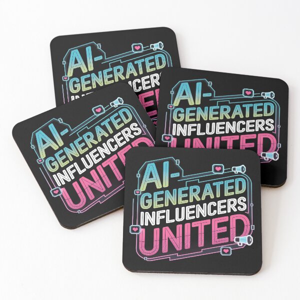 Item preview, AI-Generated Influencers United - Retro Pixelated Neon Design with Digital Hearts and Megaphones designed and sold by marvinismyname.