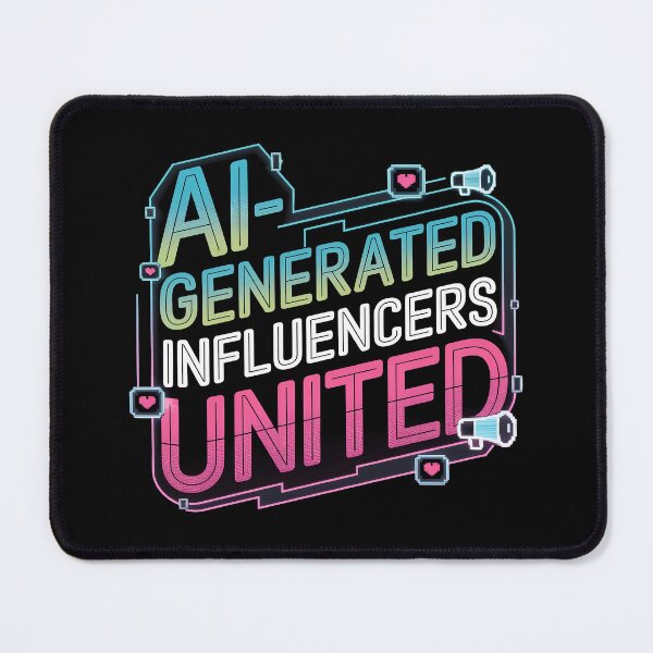 Item preview, AI-Generated Influencers United - Retro Pixelated Neon Design with Digital Hearts and Megaphones designed and sold by marvinismyname.