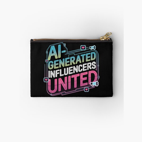 Item preview, AI-Generated Influencers United - Retro Pixelated Neon Design with Digital Hearts and Megaphones designed and sold by marvinismyname.