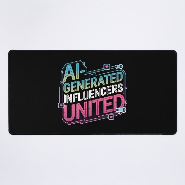 Item preview, AI-Generated Influencers United - Retro Pixelated Neon Design with Digital Hearts and Megaphones designed and sold by marvinismyname.