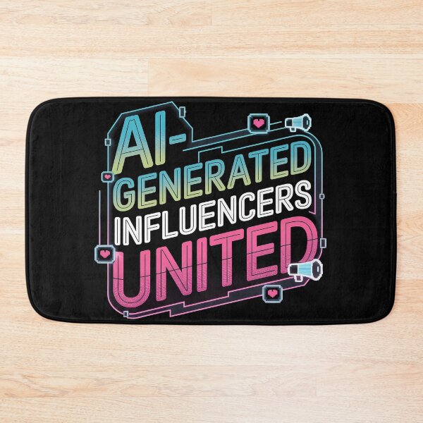 Item preview, AI-Generated Influencers United - Retro Pixelated Neon Design with Digital Hearts and Megaphones designed and sold by marvinismyname.