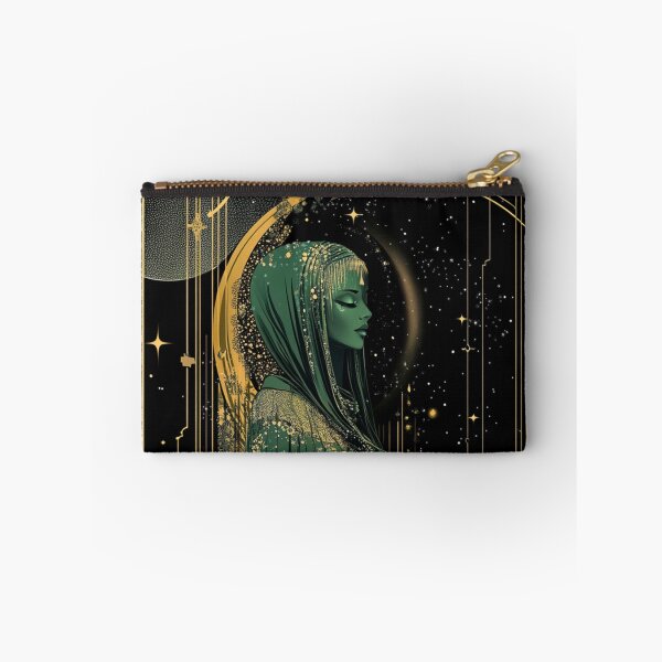 Item preview, Cosmic Elegance | A Futuristic Goddess Draped in Emerald and Gold designed and sold by Cris888.