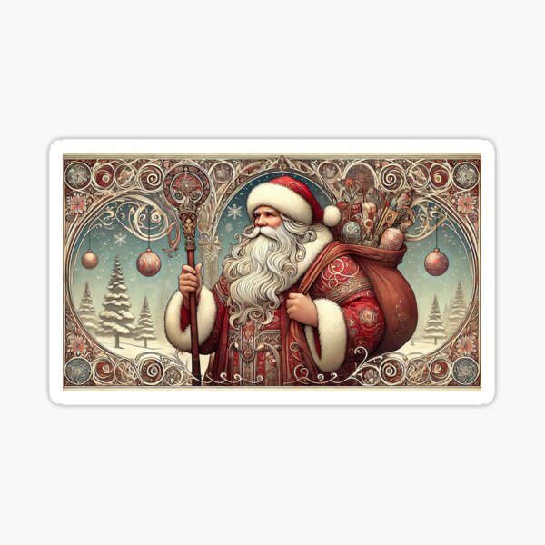 Vista previa del artículo con la obra «Papá Noel del Viejo Mundo cargando un saco», diseñado y vendido por custom-concepts.