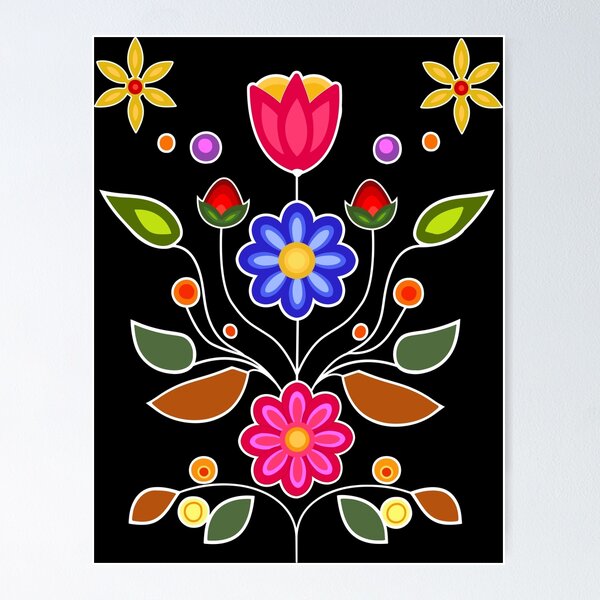 Aperçu de l'œuvre Symboles Ojibwe Motif floral anishinaabe créée et vendue par YalenArt.