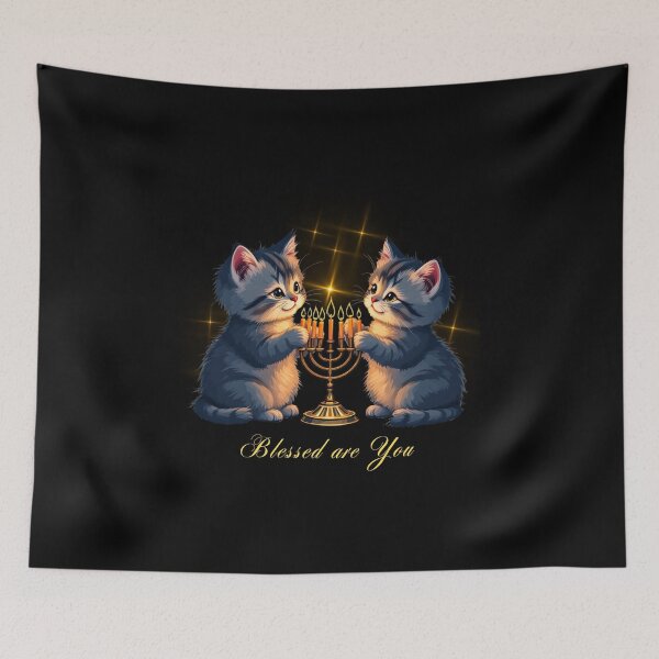 Item preview, Blessed Are You - Hanukkah Cats designed and sold by Crazy Before Cats.