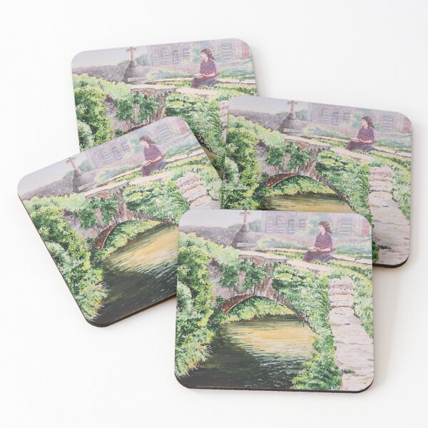 Item preview, Reading the Bible on a Roman bridge in Limpias, Cantabria, Spain designed and sold by MarthaTownerArt.