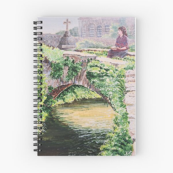Item preview, Reading the Bible on a Roman bridge in Limpias, Cantabria, Spain designed and sold by MarthaTownerArt.
