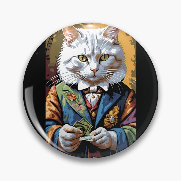 Aperçu de l'œuvre Impression d'art de banquier chat sophistiqué, colorée créée et vendue par Cherry-Cat.
