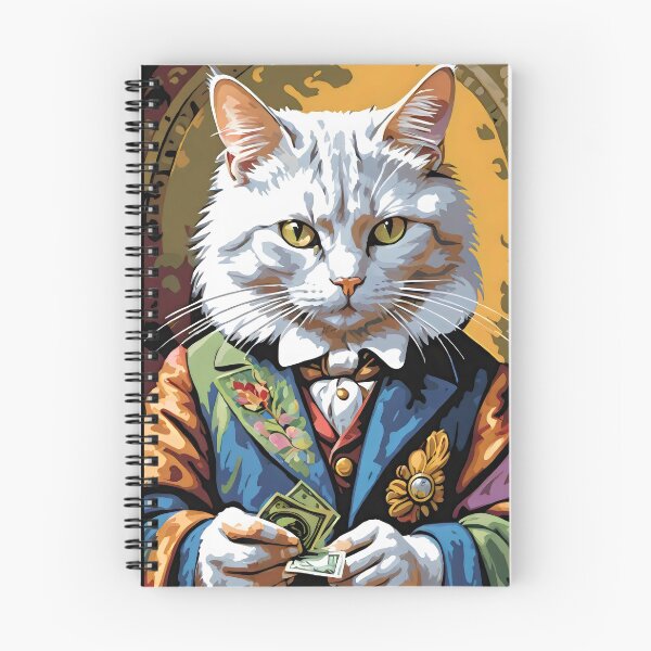Aperçu de l'œuvre Impression d'art de banquier chat sophistiqué, colorée créée et vendue par Cherry-Cat.