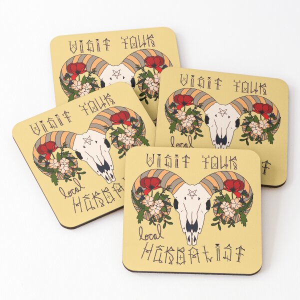 Item preview, Alt Color “Visit Your Local Herbalist” Reproductive Rights Ram Skull Glitter Text designed and sold by GobboYaga.
