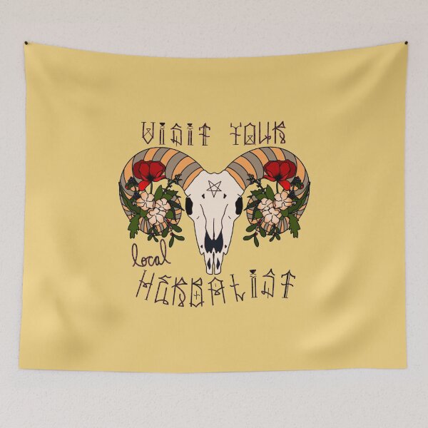 Item preview, Alt Color “Visit Your Local Herbalist” Reproductive Rights Ram Skull Glitter Text designed and sold by GobboYaga.