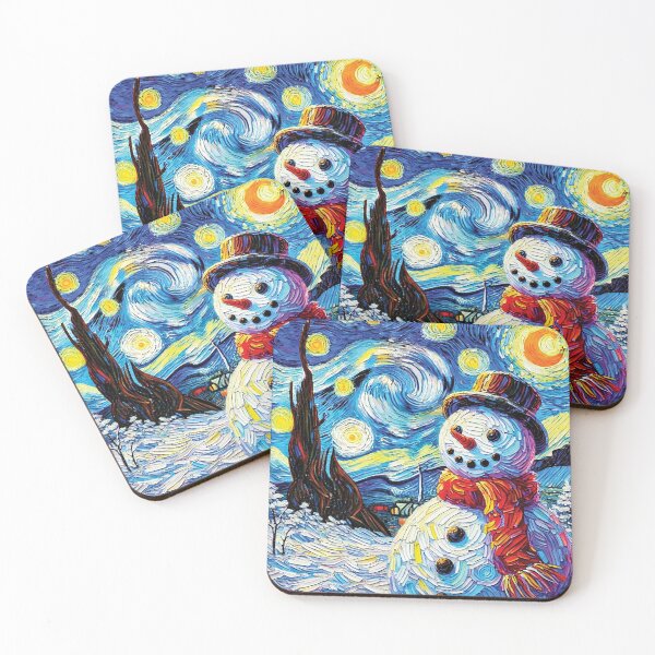 Item preview, Van Gogh-Style Snowman – Starry Night Winter Art designed and sold by Gold Turtle  Lina.