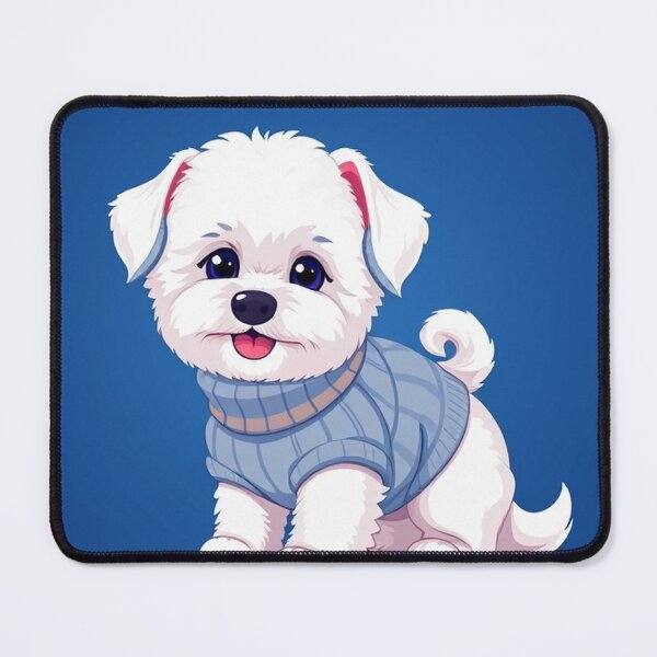 Item preview, Cute Bichon Frise Cartoon Seamless Pattern – Fluffy Dog in Sweater designed and sold by hjian8219.