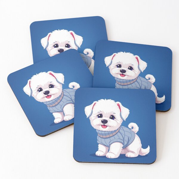 Item preview, Cute Bichon Frise Cartoon Seamless Pattern – Fluffy Dog in Sweater designed and sold by hjian8219.