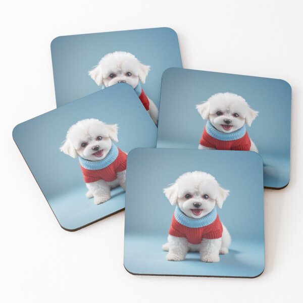 Item preview, Cute Bichon Frise Cartoon Seamless Pattern – Fluffy Dog in Sweater designed and sold by hjian8219.