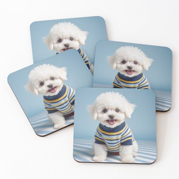 Item preview, Cute Bichon Frise Cartoon Seamless Pattern – Fluffy Dog in Sweater designed and sold by hjian8219.