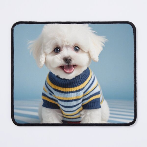 Item preview, Cute Bichon Frise Cartoon Seamless Pattern – Fluffy Dog in Sweater designed and sold by hjian8219.