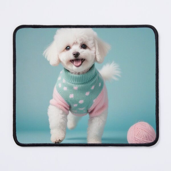Item preview, Cute Bichon Frise Cartoon Seamless Pattern – Fluffy Dog in Sweater designed and sold by hjian8219.