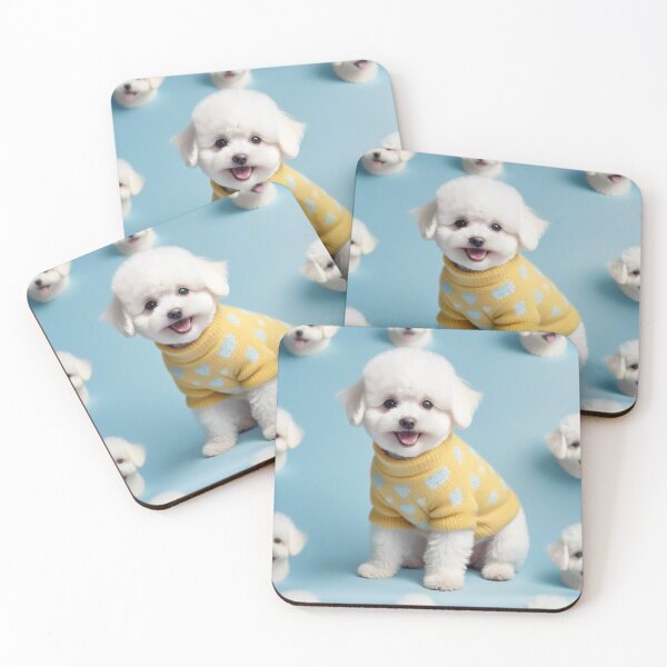 Item preview, Cute Bichon Frise Cartoon Seamless Pattern – Fluffy Dog in Sweater designed and sold by hjian8219.